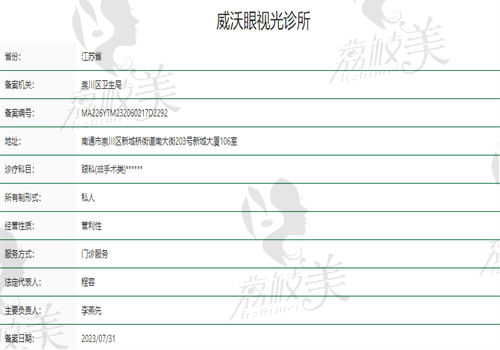 南通威沃眼视光诊所资质