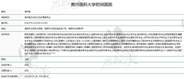 贵州医科大学附属医院整形外科资质