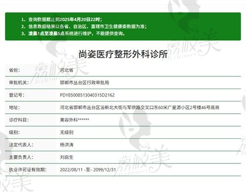 邯郸尚姿医疗整形外科诊所资质