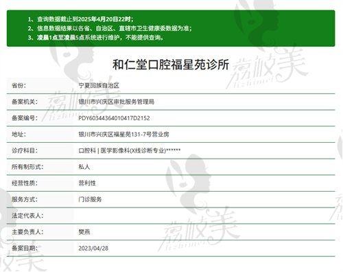 银川和仁堂口腔福星苑诊所资质