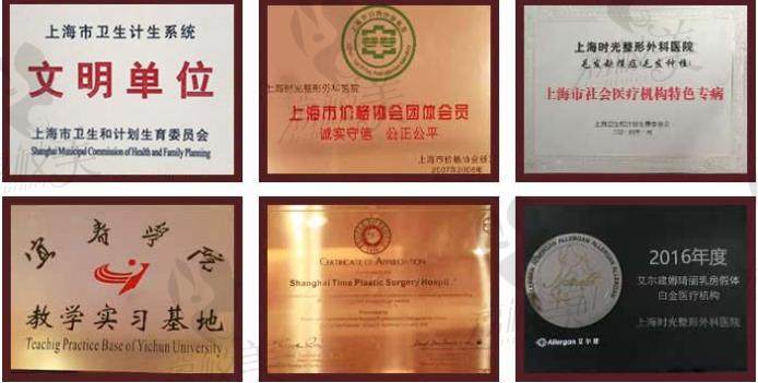 荔枝美：上海时光整形外科医院荣誉证书