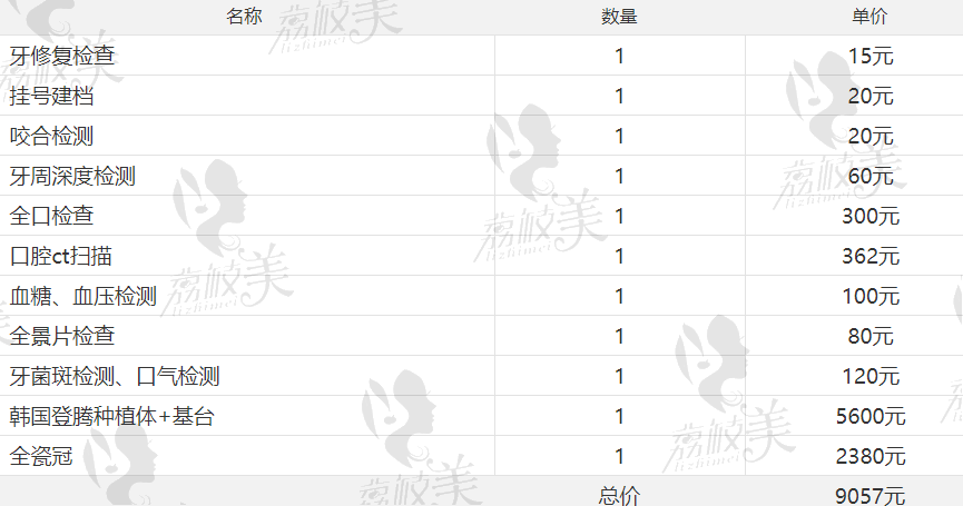 濟(jì)南口腔韓系登騰種植牙收費表