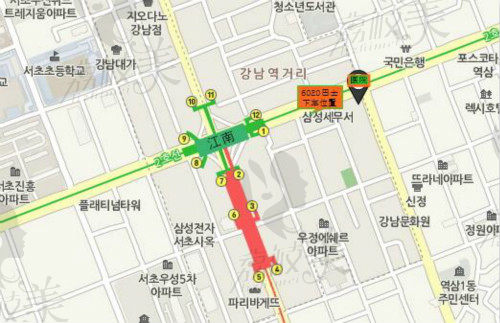 韩国首尔slim整形外科医院来院路线图