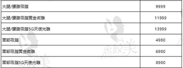 上海艺星8月吸脂优惠表