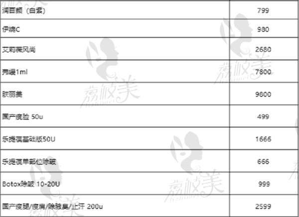 上海艺星8月注射整形优惠表