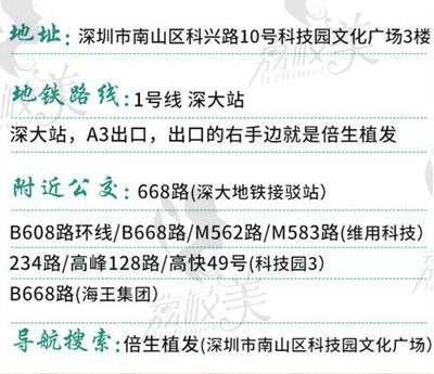 深圳倍生植发医院地址和路线