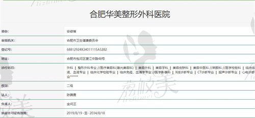 合肥華美整形醫(yī)院資質(zhì)