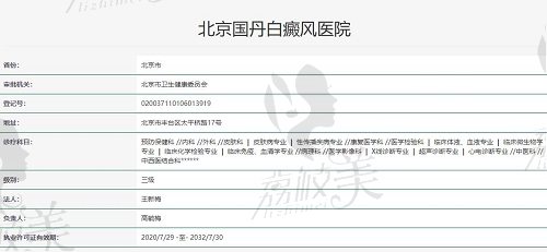 北京国丹白癜风医院资质