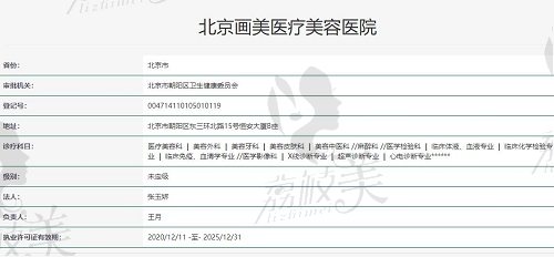 北京画美医疗美容医院资质
