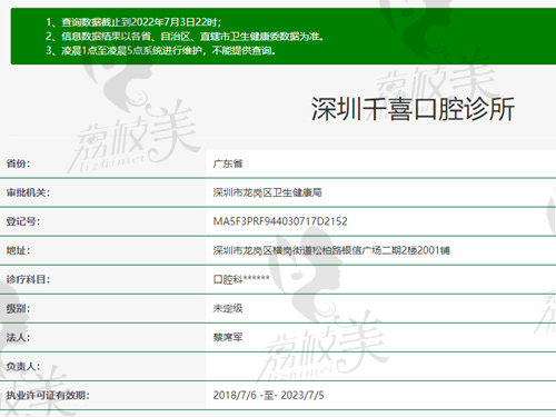 深圳千喜口腔資質(zhì)