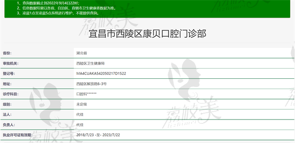 宜昌康贝口腔门诊部资质正规