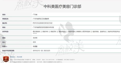 廣州中科美醫(yī)療美容醫(yī)院資質(zhì)