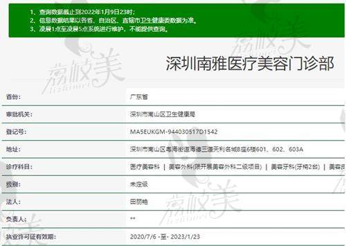 深圳南雅医疗美容资质
