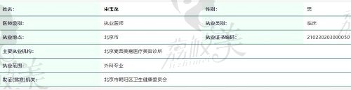北京麦西美嘉医疗美容宋玉龙执业资质