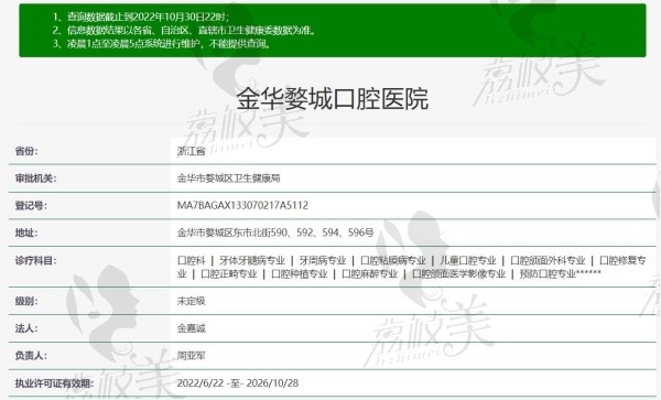 金華婺城口腔醫(yī)院資質(zhì)