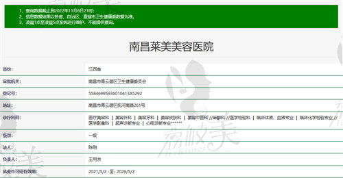 南昌莱美美容医院卫健委示意图