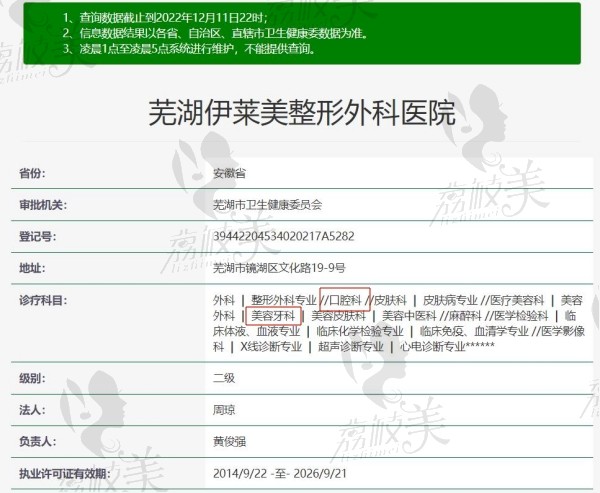 蕪湖伊萊美口腔醫(yī)院資質(zhì)