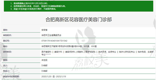 合肥花容医疗美容门诊部卫健委资质