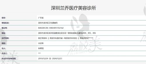 深圳兰乔医疗美容诊所资质