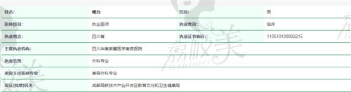 成都华美紫馨杨力医生资质
