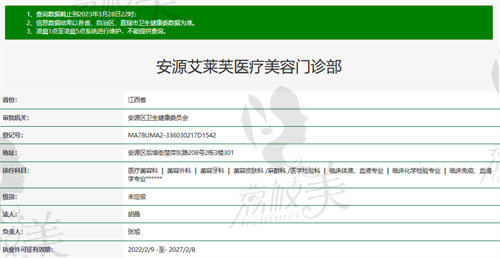 萍乡安源艾莱芙整形医院卫健委示意图