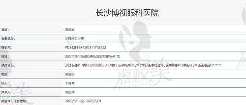 长沙博视眼科医院执照