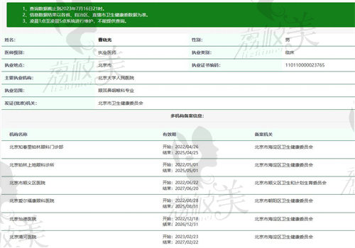 曹晓光执业信息