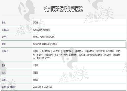 杭州辰昕医疗美容医院资质