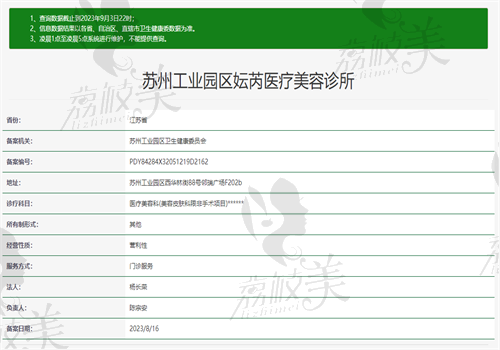 苏州工业园区妘芮医疗美容诊所资质