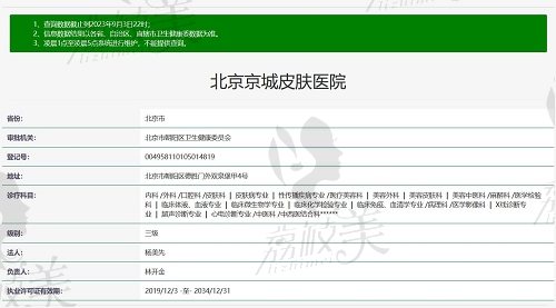 北京京城皮膚醫(yī)院資質(zhì)截圖