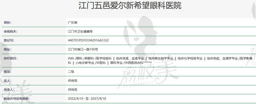 江门爱尔新希望眼科医院资质
