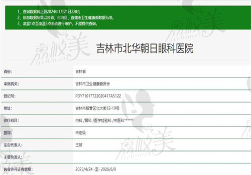 吉林市北华朝日眼科医院基本信息