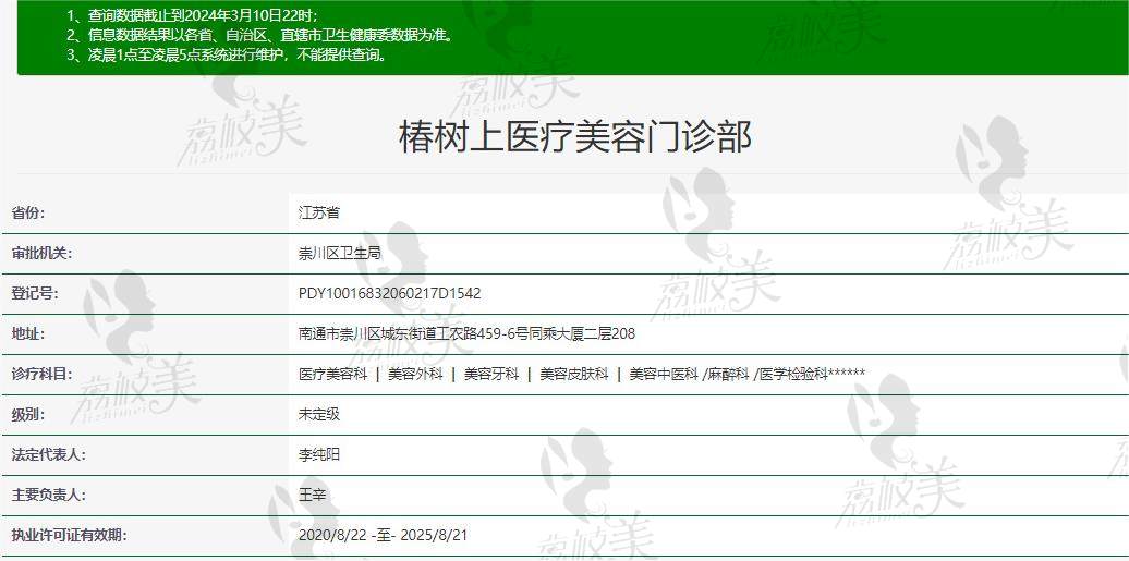 南通椿树上整形医院资质信息