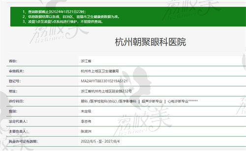 杭州朝聚眼科醫(yī)院資質(zhì)