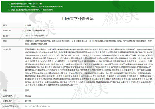 山东大学齐鲁医院眼科执业信息