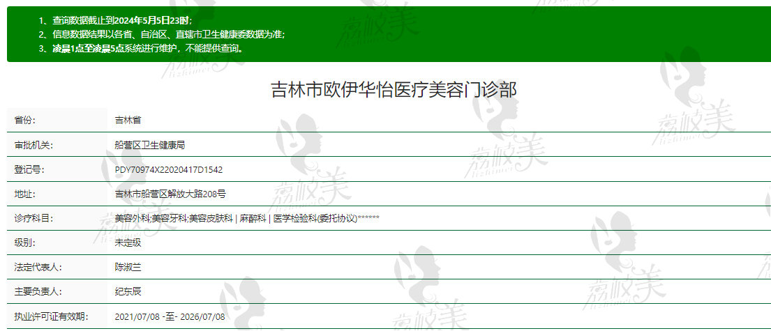 吉林华怡整形资质信息
