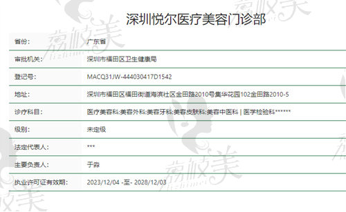 深圳悦尔医疗美容门诊部疤痕科资质