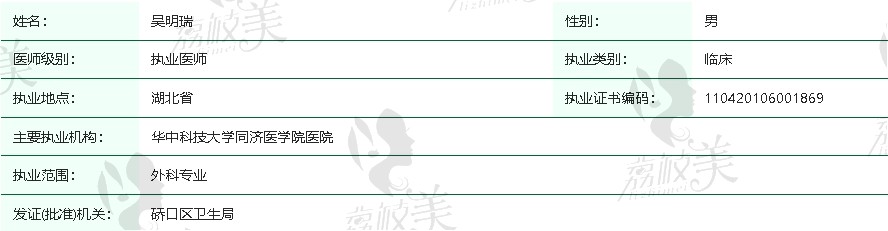 武汉加贝医疗美容吴明瑞医生怎么样