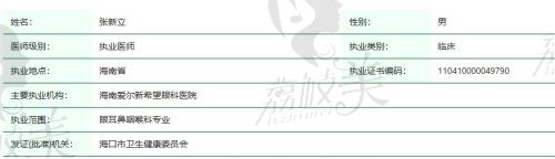 张新立医生资质
