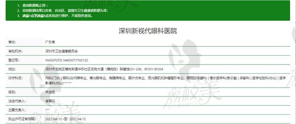 深圳新视代眼科医院资质