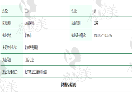 北京万寿路佳美口腔医生资质