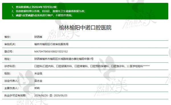 榆林中诺口腔医院资质