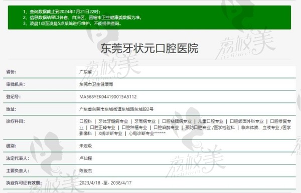 东莞牙状 元医院正规吗？