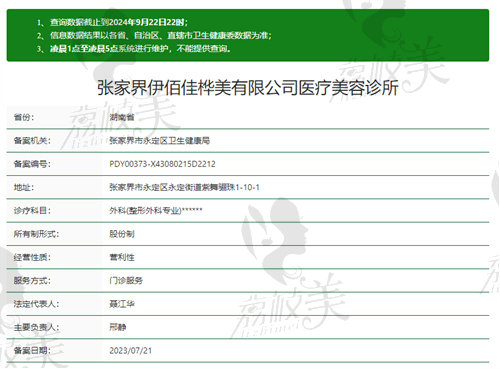 张家界伊佰佳桦美医疗美容诊所资质