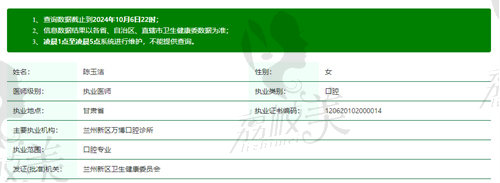 兰州新区万博口腔诊所陈玉洁医生怎么样