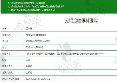 无锡金瞳眼科医院执业信息