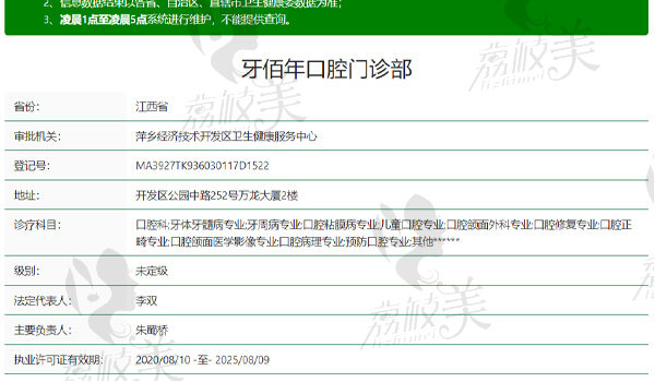 萍乡牙佰年口腔资质表