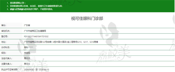 广州视可佳眼科门诊部医院资质