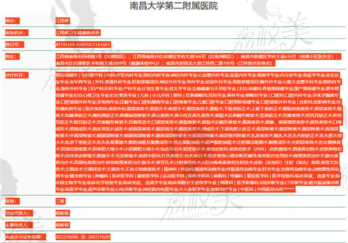 南昌大学第二 附 属 医院眼科执业信息