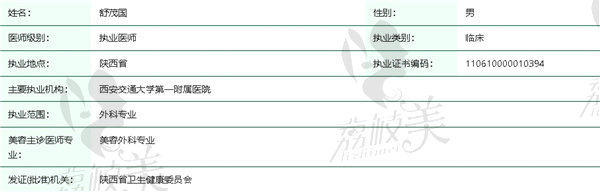 西安交 通大学第 一 附 属医院整形科舒茂国医生简介